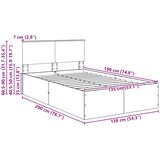  Krevetna konstrukcija s uzglavljem Siva Sonoma 135 x 190 cm | shoptok.hr