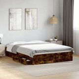 Maison Chic Posteljni okvir - Dvoposteljna postelja - Zakonska postelja s predali dimljen hrast 140x190 cm inž. les, (21695789) | Shoptok.si