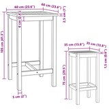 Vanjski bar set 3 pcs Neprerađeno Čvrsto teak drvo | shoptok.hr