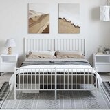  Metalni okvir kreveta uzglavlje i podnožje bijeli 150 x 200 cm | shoptok.hr