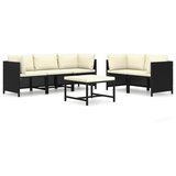 Maison Chic Seti vrtnega pohištva - Vrtna garnitura - Vrtni pohištvo set z blazinami 6-delna poli ratan črna, (21798514) | Shoptok.si