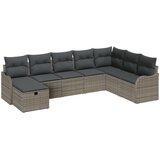 vidaXL 8-delni vrtni set z blazinami siva poli ratan, 2-sedežna vrtna sofa s shranjevanjem in blazinami siva poli ratan | Shoptok.si