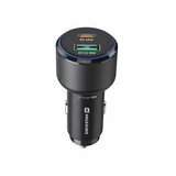 Swissten punjač za auto, USB-C PD + USB-A, 63W, LED, CRNI | shoptok.hr