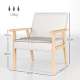  Tapecirana fotelja s naslonima za ruke blagovaonska stolica u izgledu lana okvir od punog drva 64 x 70 x 72 cm krem | shoptok.hr