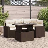Maison Chic Seti vrtnega pohištva - Vrtna garnitura - Vrtni pohištvo set 5-delna z blazinami rjav poli ratan, (21813762) | Shoptok.si
