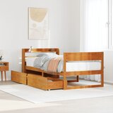 vidaXL Posteljni okvir brez vzmetnice voščeno rjav 75x190 cm borovina Cene