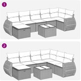 vidaXL 8-dijelni set vrtnih sofa od poliratana s jastucima sivi | shoptok.hr