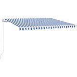 Tenda na ručno uvlačenje s LED svjetlom 450x350 cm plavo-bijela | Eponuda.com