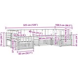  Set vanjskih sofa 6 kom. Prirodna i krem Čvrsto drvo akacije 325 x 168,5 x 73 cm | shoptok.hr