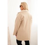 Kesi Włoski Plus Size women's coat with wool and pockets in beige | Shoptok.si