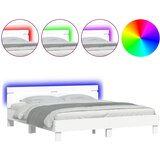 vidaXL Posteljni okvir z vzglavjem in LED bel 180x200 cm, (20978823) Cene