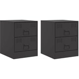 Furnova Nočna omarica 2 kosa črna 34,5x39x44 cm jeklo, (21927714) | Shoptok.si