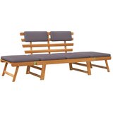 V Vrtni ležaj s jastucima 2-u-1 190 cm masivno bagremovo drvo | shoptok.hr