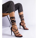 Gemre Black lace-up stiletto sandals Fortado | Shoptok.si