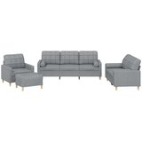 vidaXL 4-dijelni set sofa s jastucima svjetlosivi od tkanine | shoptok.hr