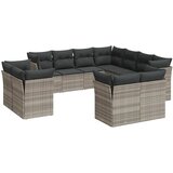Maison Chic Seti vrtnega pohištva - Vrtna garnitura - Vrtni pohištvo set 11-delna z blazinami sv. siv poli ratan, (21815270) | Shoptok.si