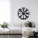 Wallxpert metalni zidni ukras 5126, vegvisir, nordijski kompas sa runama, 45 x 45 cm, crni | Eponuda.com