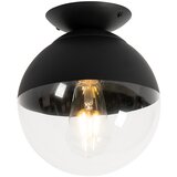 QAZQA Retro stropna svetilka črna s prozornim steklom - Eclipse | Shoptok.si