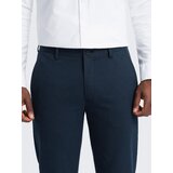 Ombre Men's classic chino pants with fine texture - navy blue | Shoptok.si