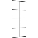  Klizna vrata s priborom crna 90 x 205 cm od ESG stakla | shoptok.hr