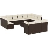 vidaXL 14 kosov Garden Sofa Set z blazinami Brown Poly Rattan | Shoptok.si