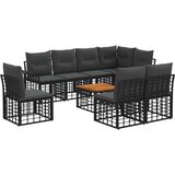  Set vanjskih sofa 9 pcs Crna i tamno siva Poliester - Crna i tamno siva sa stolom | shoptok.hr