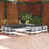 Maison Chic Seti vrtnega pohištva - Vrtna garnitura - Vrtni pohištvo set 14-delna z blazinami bela borovina, (21816486) | Shoptok.si