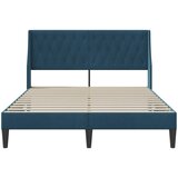  Krevetna konstrukcija s uzglavljem Plava 120 x 190 cm Baršun | shoptok.hr