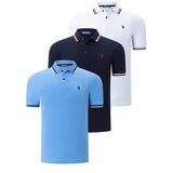 Dewberry TRIPLE SET T8594 MENS T-SHIRT-NAVY BLUE-WHITE-LIGHT BLUE Cene