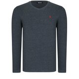 Dewberry TRIPLE SET T8587 V-NECK MEN'S SWEATSHIRT-BLACK-ANTHRACITE-BURGUNDY | Shoptok.si