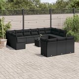  14-dijelni set vrtnih sofa s jastucima poliratan crni | shoptok.hr