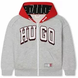 Hugo Otroški pulover siva barva, s kapuco