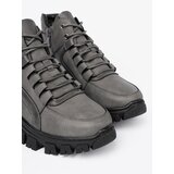 Sergio Leone Gray lace-up hiking boots with a thick sole | Shoptok.si