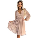 Numoco Chiffon midi dress with long sleeves and neckline | shoptok.hr