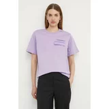 Boss Bombažna kratka majica ženska, vijolična barva, 50521741