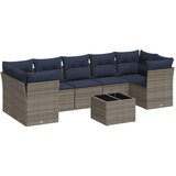  Vrtna garnitura - 8-dijelni set vrtnih sofa od poliratana s jastucima sivi - Siva 4x kutna + stol + 3x srednja 1 | shoptok.hr