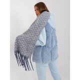 Fashion Hunters Women's white and blue scarf with fringe Cene