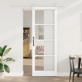 vidaXL Drsna vrata s kompletom opreme bela 83x232 cm trdno leseno borovo, notranja vrata z steklom 'ORKDAL'bela 83x232x4 cm Cene