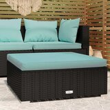  Vrtni tabure s jastukom crni 70 x 70 x 30 cm od poliratana | Eponuda.com
