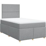 vidaXL Box spring postelja z vzmetnico svetlo siva 120x200 cm blago, (21309755) | Shoptok.si
