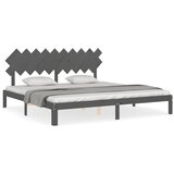 The Living Store Posteljni okvir z vzglavjem siv 200x200 cm trden les - Posteljni Okvir, (21527150) | Shoptok.si