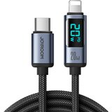 Joyroom Kabel za iPhone z LED Lightning zaslonom - USB-C 2.4A 1.2m črn, (21090884) | Shoptok.si