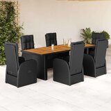 vidaXL 7-dijelni vrtni blagovaonski set s jastucima crni od poliratana | shoptok.hr
