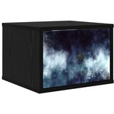  Wall-mounted noćni ormarić RAALTE Crni hrast 36 x 33 x 25 cm - Crni hrast Plavi mramorni uzorak 1 | shoptok.hr