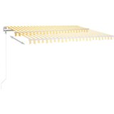vidaXL tenda na ručno uvlačenje s LED svjetlima 4 x 3 m žuto-bijela | shoptok.hr