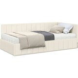  Kotna postelja z vzmetnico z vzglavjem krema 100 x 200 cm Žamet, (5000069852) | Shoptok.si