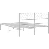  Metalni okvir za krevet s uzglavljem bijeli 135x190 cm | shoptok.hr