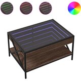 Maison Chic Klubska mizica - kavna mizica - Nizka mizica z neskončnimi LED rjavi hrast 70x50x38 cm, (21752207) Cene