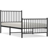 The Living Store Kovinski posteljni okvir z vzglavjem in vznožjem črn 90x190 cm - Posteljni Okvir, (21526845) | Shoptok.si