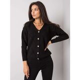 Fashion Hunters RUE PARIS Black women's sweater with buttons | shoptok.hr